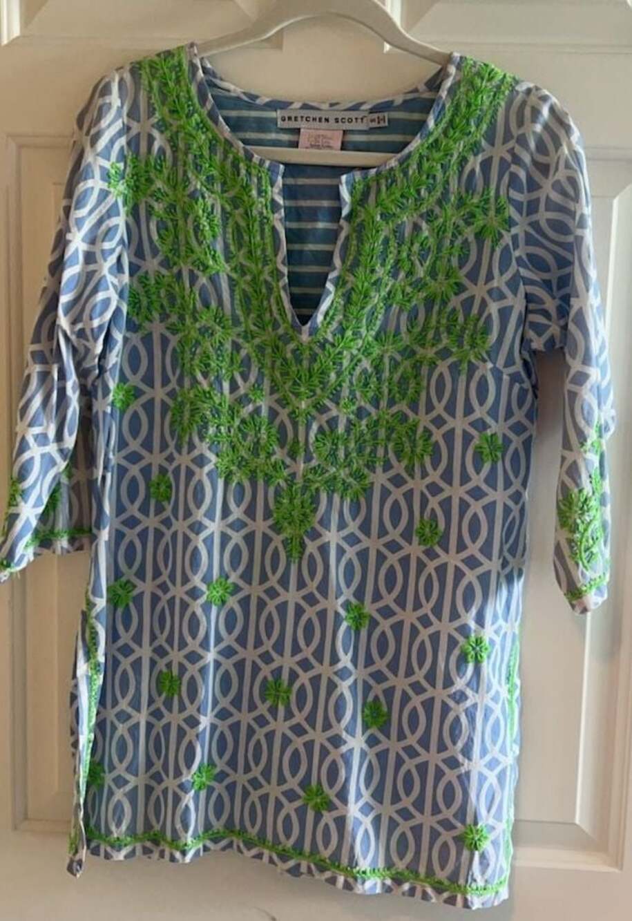 Gretchen Scott Size S Coastal Geometric Embroidered Tunic - Picture 3 of 9